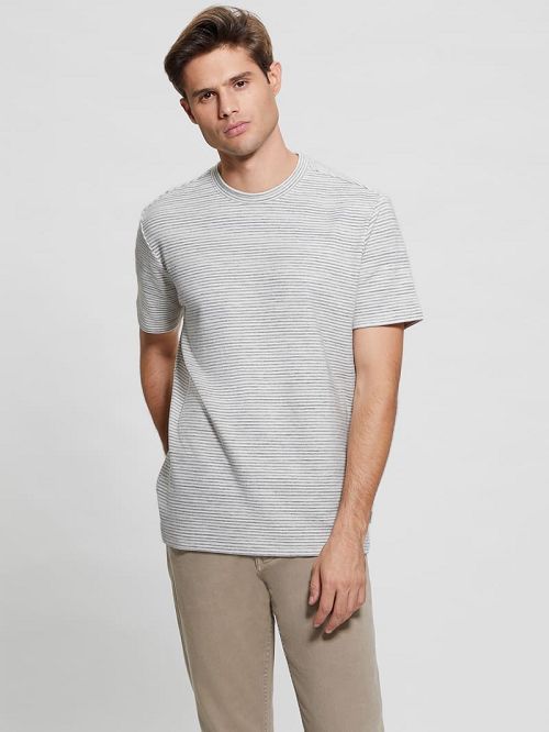 Guess Rayburn Stripe Tee Grijs | GUESS-SN30531