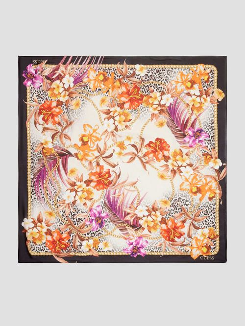 Guess Rebecca Printed Square Scarf Zwart | GUESS-SN30198