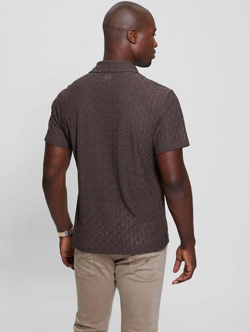 Guess Reeves Perforated Woven Shirt Bruin | GUESS-SN31310