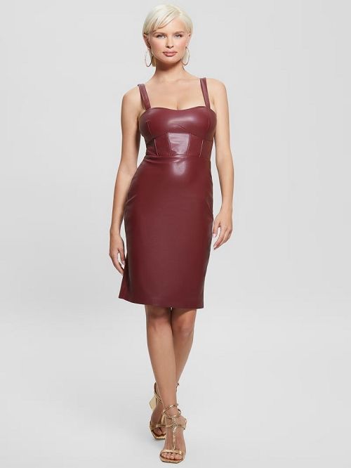 Guess Reid Faux-Leather Dress Rood | GUESS-SN26802