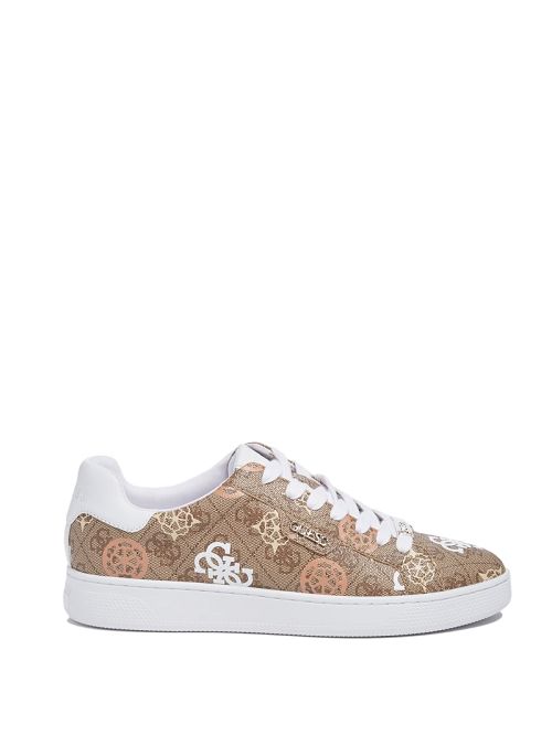 Guess Renzy Debossed Logo Low-Top Sneakers Beige | GUESS-SN29492