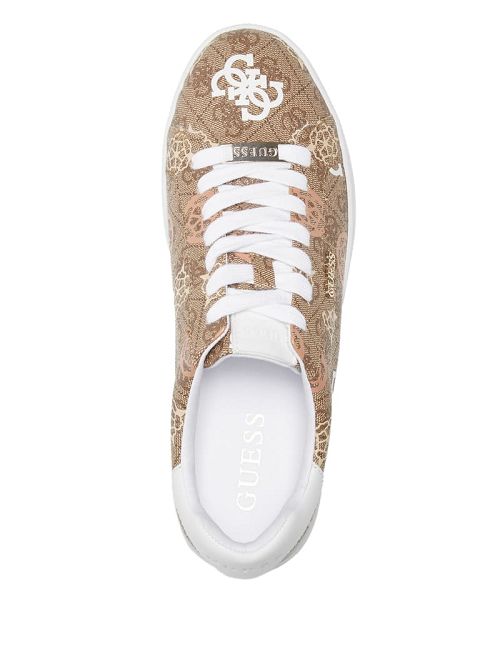 Guess Renzy Debossed Logo Low-Top Sneakers Beige | GUESS-SN29492