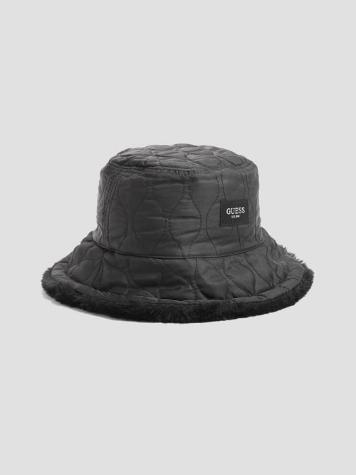 Guess Reversible Faux-Fur Bucket Hat Zwart | GUESS-SN30165