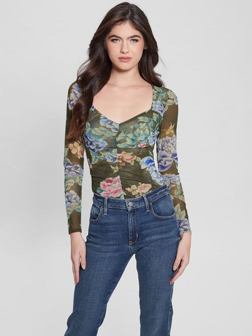Guess Reyla Mesh Top Groen | GUESS-SN27125