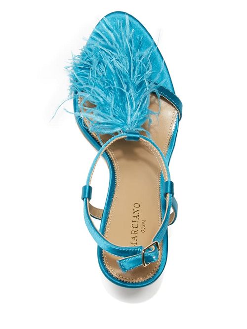 Guess Reyon Feather Satin Heel Blauw | GUESS-SN29832