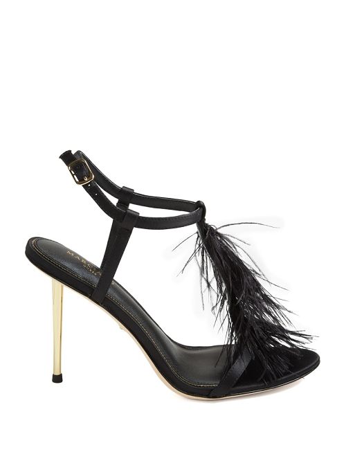 Guess Reyon Feather Satin Heel Zwart | GUESS-SN29828