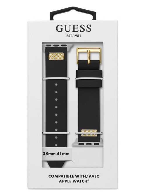 Guess Rhinestone Black Silicone 38-40 mm Band for Apple Watch® Zwart | GUESS-SN29995
