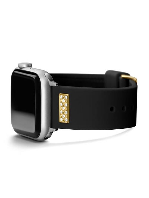 Guess Rhinestone Black Silicone 42-45 mm Band for Apple Watch® Zwart | GUESS-SN31648