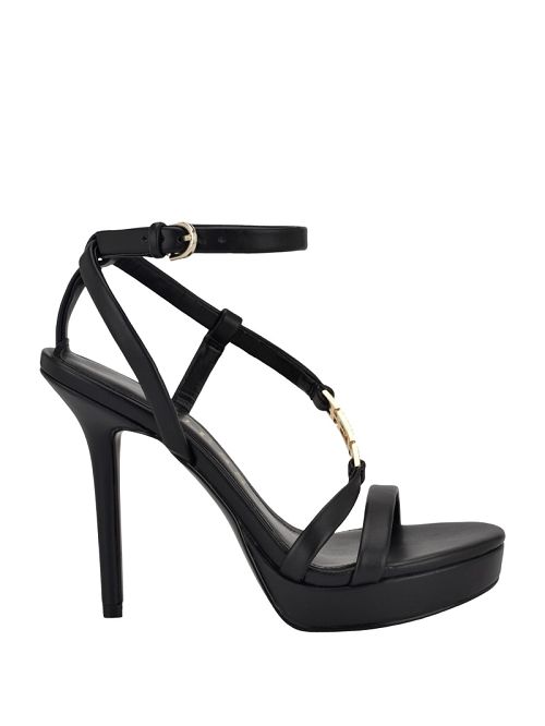Guess Rhinestone Chain Logo Platform Heels Zwart | GUESS-SN29860