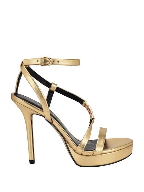 Guess Rhinestone Chain Logo Platform Heels Goud | GUESS-SN29863