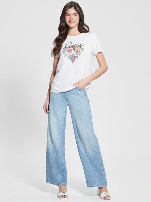 Guess Rhinestone Grapevine Tee Wit | GUESS-SN27067