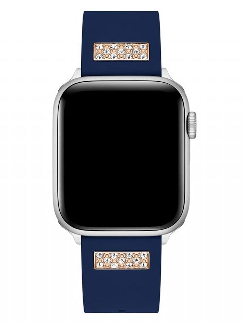 Guess Rhinestone Navy Silicone 42-45 mm Band for Apple Watch® Blauw | GUESS-SN31651