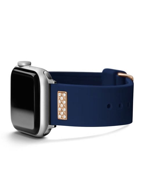 Guess Rhinestone Navy Silicone 42-45 mm Band for Apple Watch® Blauw | GUESS-SN31651