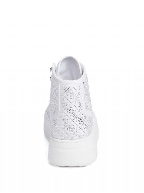 Guess Rhinestone Quattro G High-Top Sneakers Wit | GUESS-SN29557