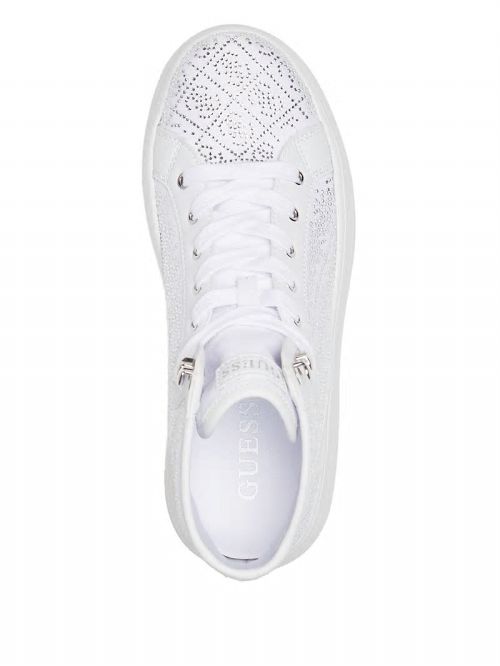 Guess Rhinestone Quattro G High-Top Sneakers Wit | GUESS-SN29557