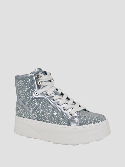 Guess Rhinestone Quattro G High-Top Sneakers Blauw | GUESS-SN29560