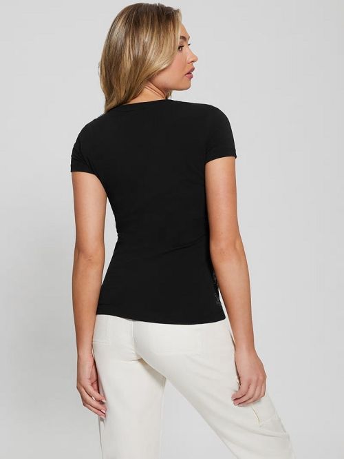 Guess Rhinestone Quattro G Tee Zwart | GUESS-SN27314