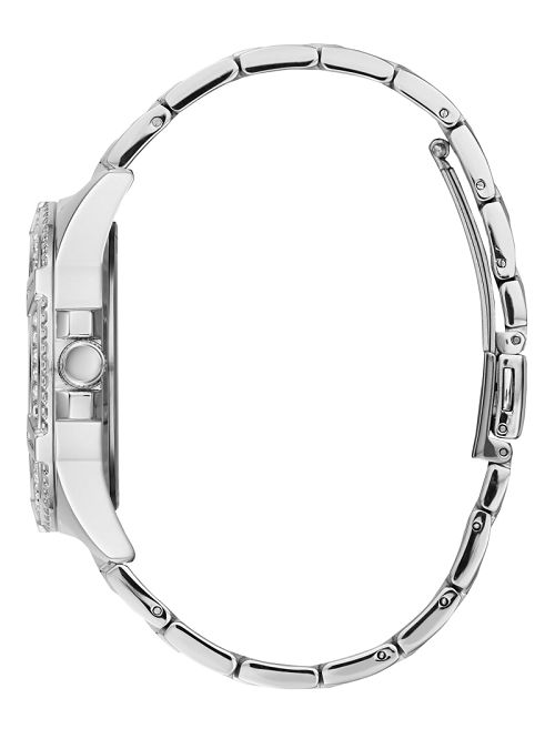 Guess Rhinestone Silver-Tone Multifunction Watch Zilver | GUESS-SN30030