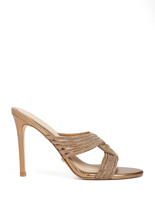 Guess Rhinestone Strappy Heel Beige | GUESS-SN29741