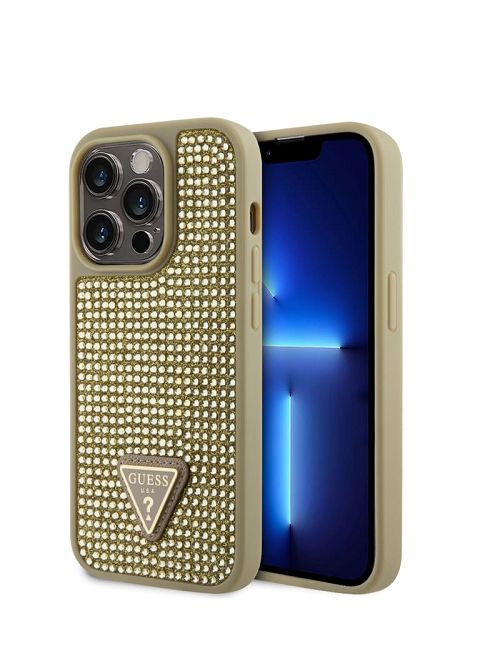 Guess Rhinestone iPhone 14 Pro Case Goud | GUESS-SN31768
