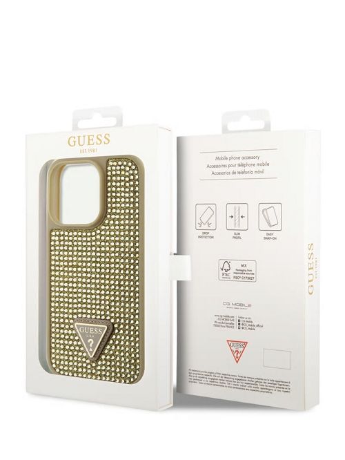 Guess Rhinestone iPhone 14 Pro Case Goud | GUESS-SN31768