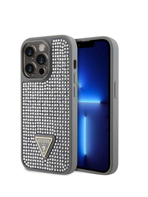 Guess Rhinestone iPhone 15 Pro Case Zilver | GUESS-SN31788