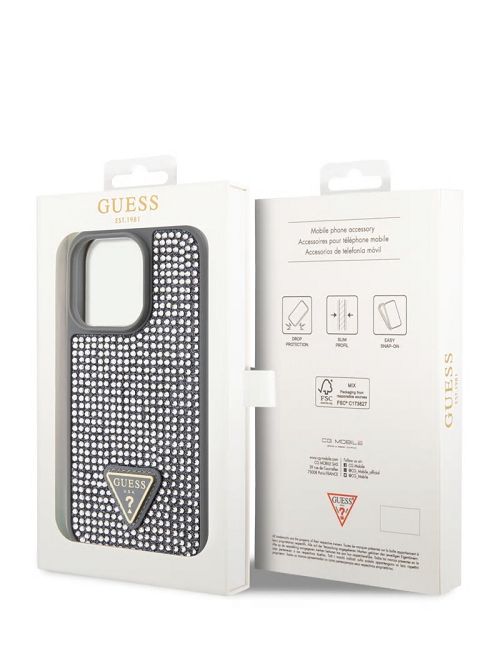 Guess Rhinestone iPhone 15 Pro Case Zilver | GUESS-SN31788