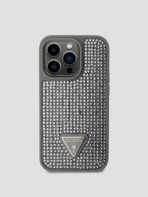 Guess Rhinestone iPhone 15 Pro Case Zilver | GUESS-SN31788