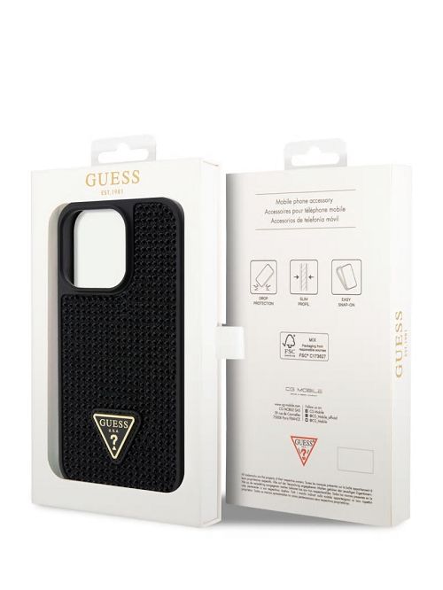 Guess Rhinestone iPhone 15 Pro Case Zwart | GUESS-SN30145