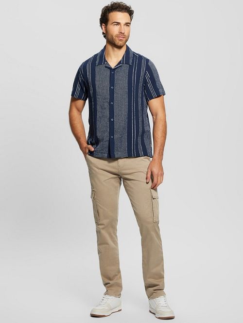 Guess Rhodes Dobby Shirt Blauw | GUESS-SN31147
