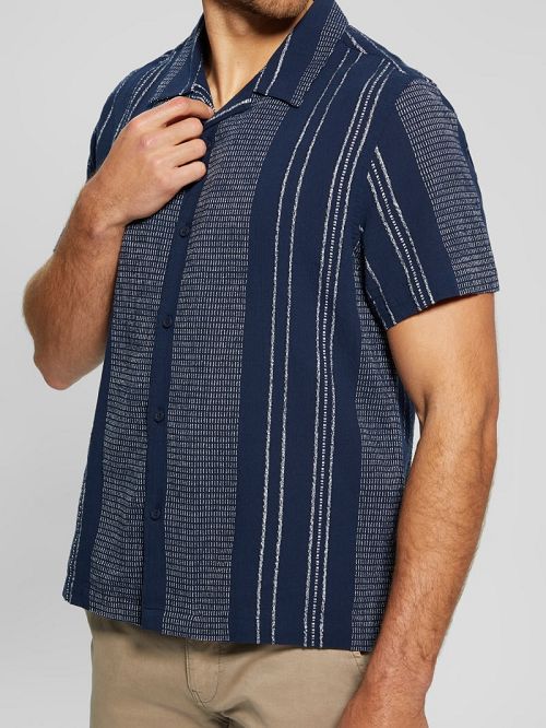 Guess Rhodes Dobby Shirt Blauw | GUESS-SN31147