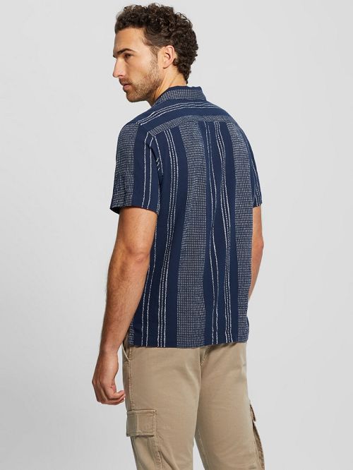 Guess Rhodes Dobby Shirt Blauw | GUESS-SN31147