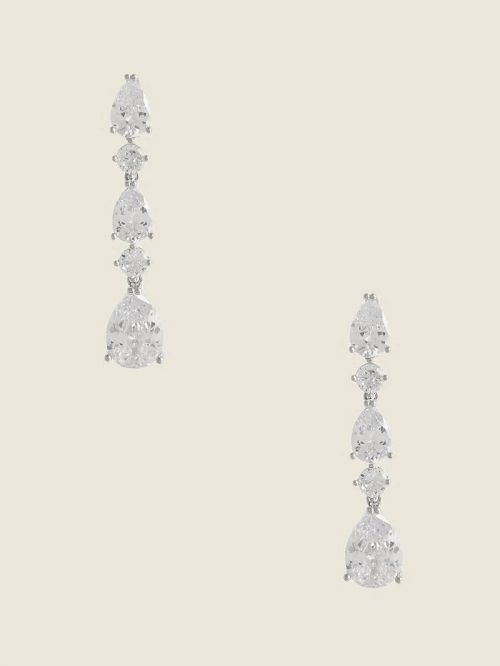 Guess Rhodium Plated Cubic Zirconia Drop Earring Zilver | GUESS-SN30300
