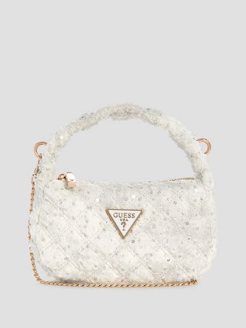 Guess Rianee Denim Mini Hobo Wit | GUESS-SN28883