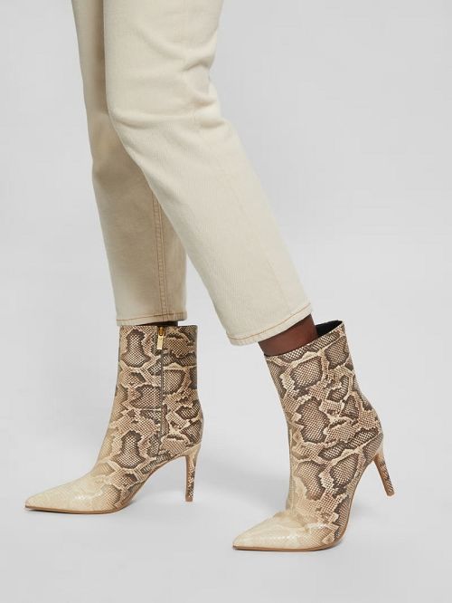 Guess Richly Faux-Leather Booties Beige | GUESS-SN29951