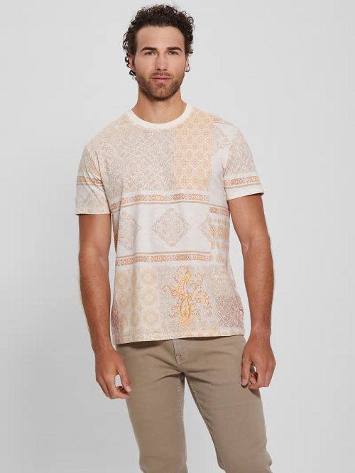 Guess Rio Patchwork Crewneck Tee Oranje | GUESS-SN30675