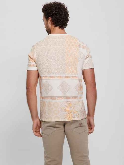 Guess Rio Patchwork Crewneck Tee Oranje | GUESS-SN30675