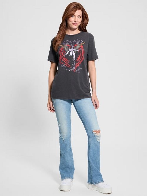 Guess Rise 2 Fame Graphic Tee Zwart | GUESS-SN27257