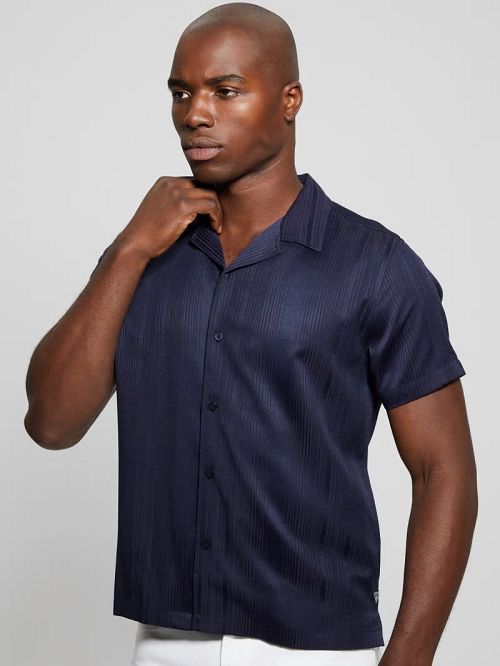 Guess Roma Stripe Shirt Blauw | GUESS-SN31303