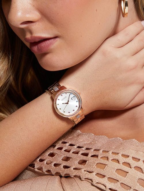 Guess Rose Gold-Tone Analog Watch Roze Goud | GUESS-SN29986