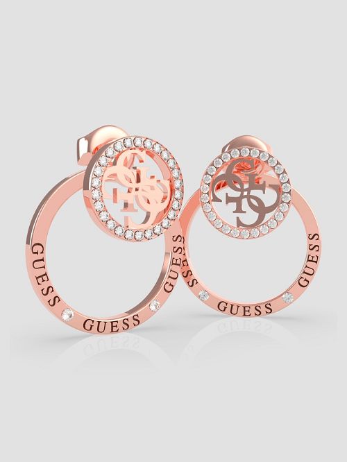 Guess Rose Gold-Tone Circle Pave Earrings Roze | GUESS-SN30279