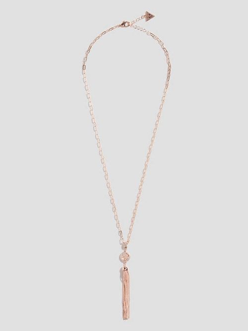 Guess Rose Gold-Tone Quattro G Tassel Necklace Roze Goud | GUESS-SN30264