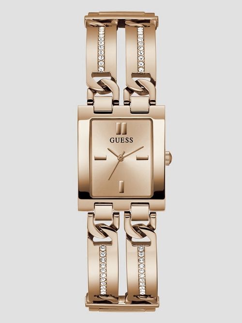 Guess Rose Gold-Tone Square Analog Watch Roze Goud | GUESS-SN30026
