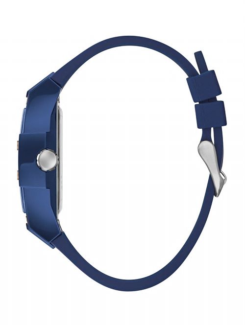 Guess Rose Gold-Tone and Blue Silicone Multifunction Watch Blauw | GUESS-SN31644