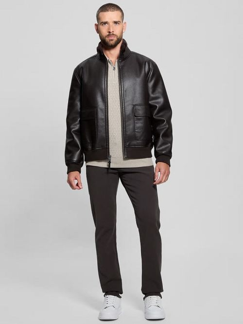 Guess Ryder Bonded Faux-Leather Jacket Bruin | GUESS-SN30876