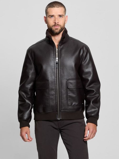 Guess Ryder Bonded Faux-Leather Jacket Bruin | GUESS-SN30876