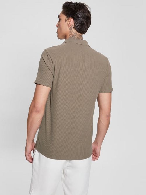 Guess Ryker Rib Knit Polo Bruin | GUESS-SN31260