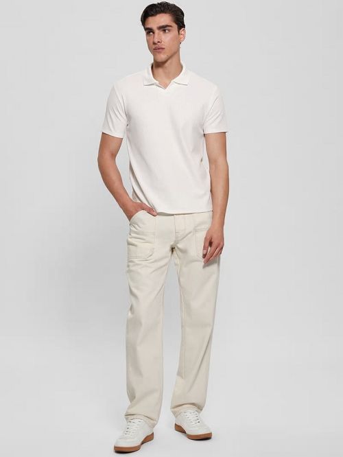 Guess Ryker Rib Knit Polo Wit | GUESS-SN31227