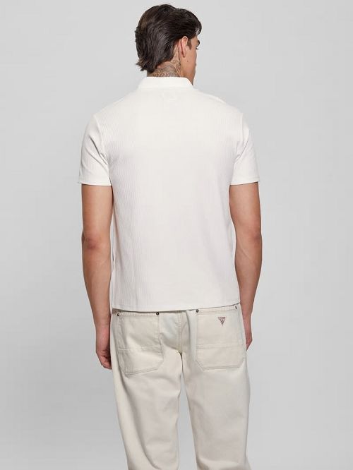 Guess Ryker Rib Knit Polo Wit | GUESS-SN31227