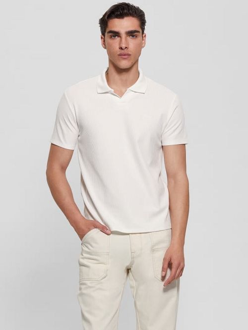 Guess Ryker Rib Knit Polo Wit | GUESS-SN31227